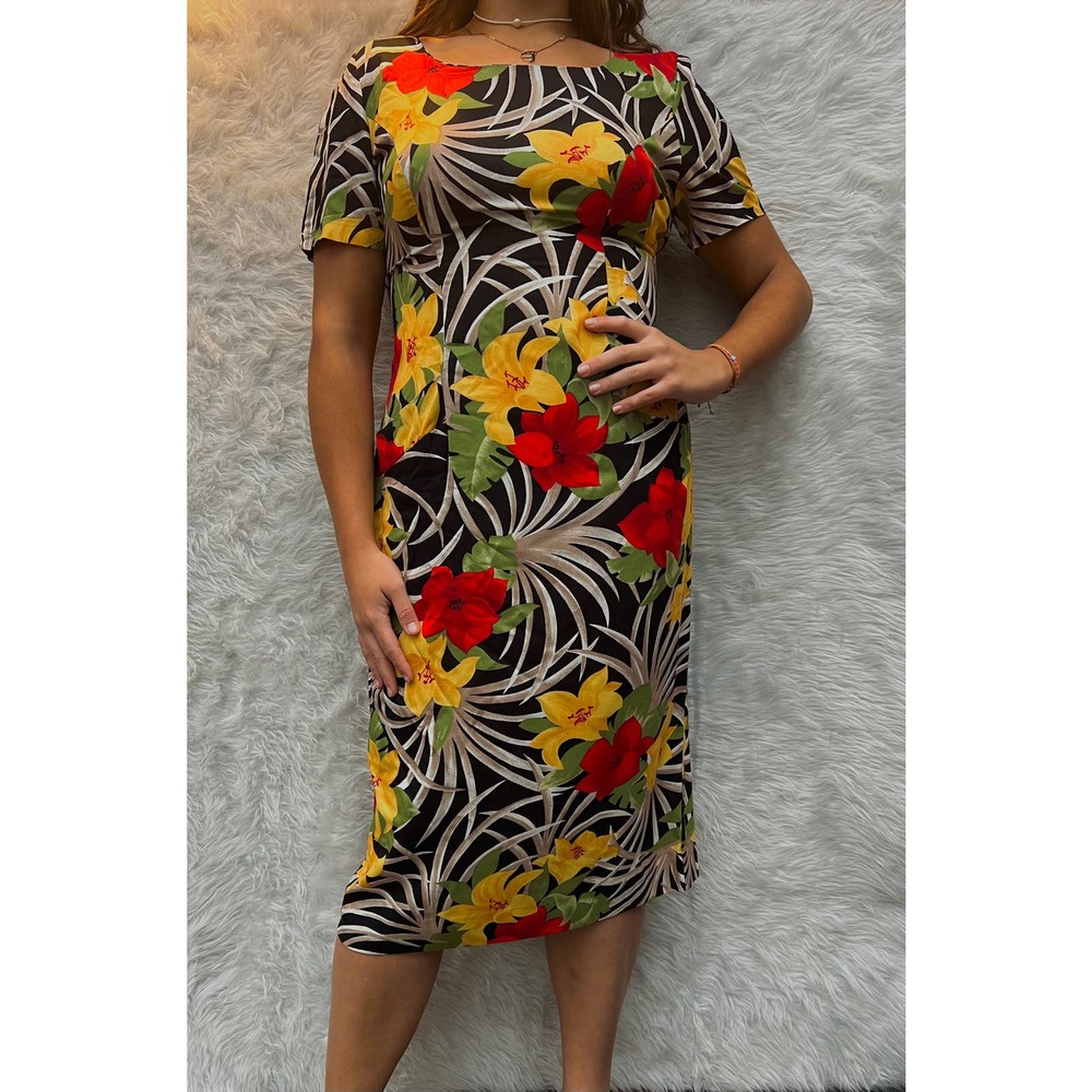 WNY Vintage Hawaiian tropical dress size 12 Midi with pockets